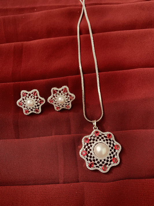 American diamond stones pendant set