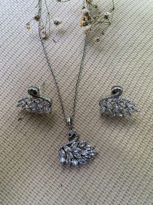 Silver Crystal Pendant set